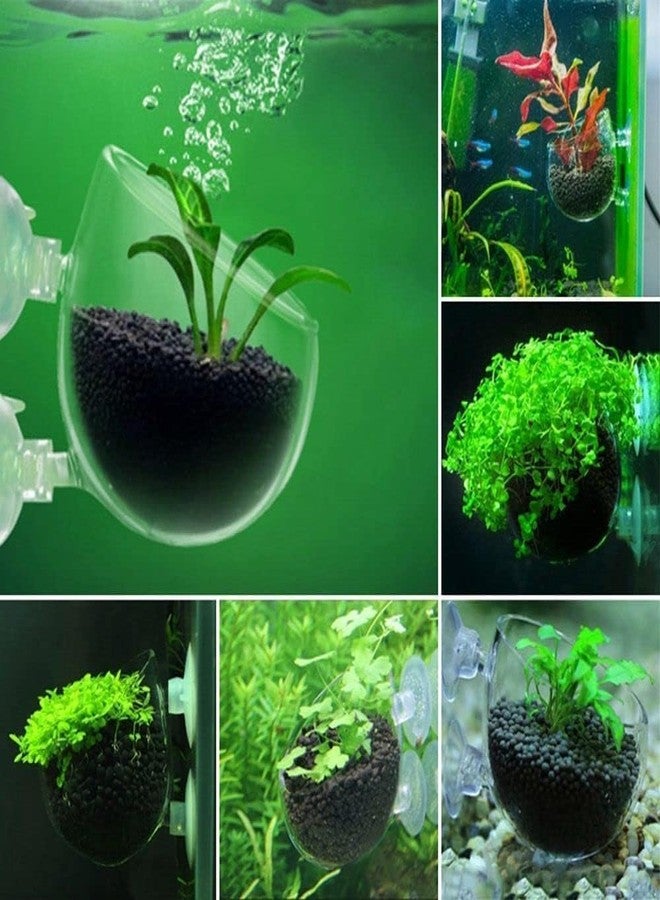 Mozff 2Pcs Aquarium Plant Pot, Glass Fish Tank Planter with Suction Cups, Plants Holder Decoration Cup - Image 5